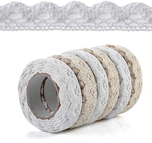 6 Rollen Spitzenband Vintage Deko Spitze Selbstklebend Dekoband Spitzenband Bordüre Dekoband Selbstklebend Spitzenborte Stoffband Bänder für Basteln Hochzeit Verzierung der Geschenke DIY Handwerk