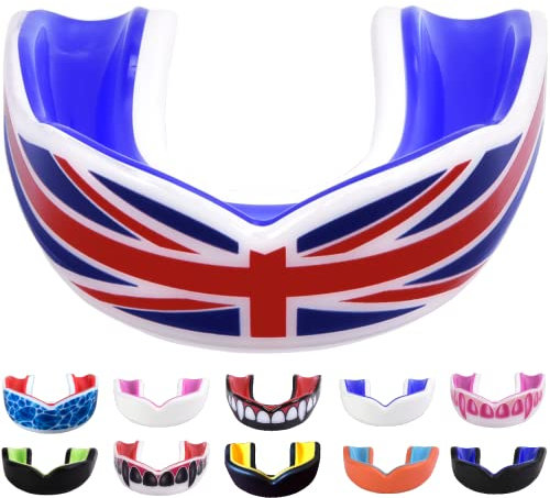 Oral Mart UK Flag Adult Gum Shield - Union Jack Sports Mouth Guard for Karate, Boxing, Martial Arts, Football, MMA, Sparring, Hockey, Rugby, BJJ, Muay Thai,Soccer