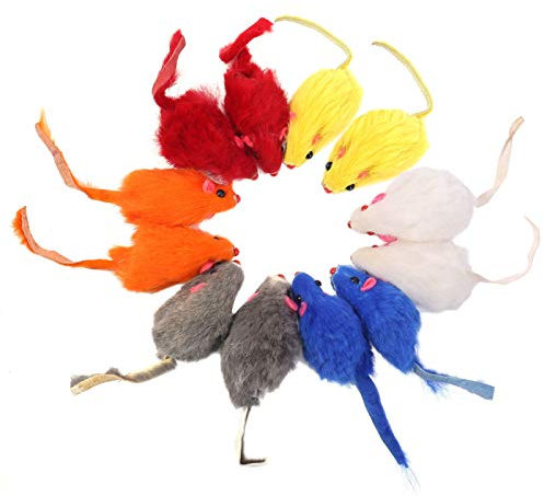 AKlamater Cat Toy Mouse, 12 Pcs Catnip Toys Mixed Fake Rainbow Mice Toys for Indoor Cats, Cat Scratch Mouse Pet Cat Toys (Random Color)