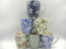 Heron Cross Pottery Abbeydale Collection Set of 6 Aspen China Mugs in Assorted Blue Floral Designs