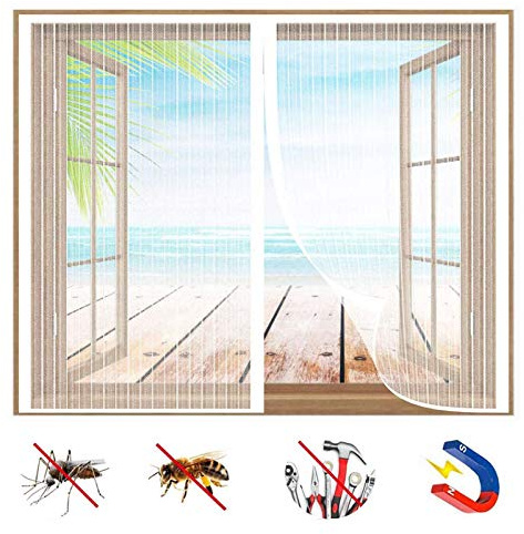 Moustiquaire Fenêtre Magnétique, Rideau de Fenêtre pour Prévenir Moustiques et Insectes, Fermeture Automatique Adsorption Magnétique, pour FenêTres ou Porte-White-a|| 35x51inch(90x130cm)
