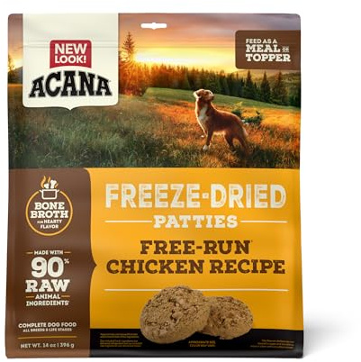 ACANA Grain-Free High Protein Freeze Dried Dog Food & Topper Free-Run Chicken Recipe Patties 14oz Bag