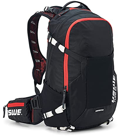 USWE Flow 25L - Backpack with Back Protector, for Bike, Mountainbike, MTB and E-MTB, Black