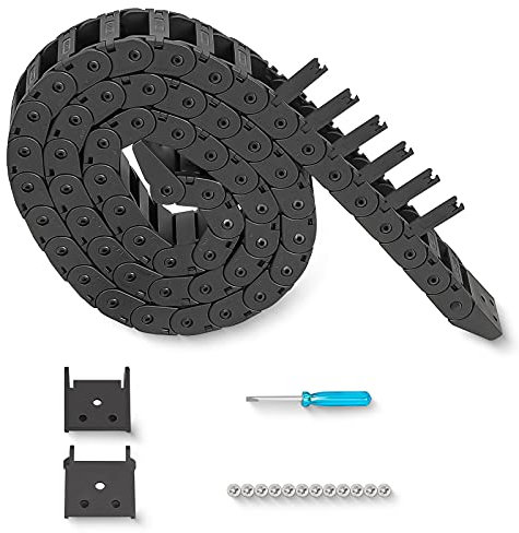 39.3 inch Carrier Drag Chain Cable Wire R18 10x20mm (Inn H x W) Plastic Black Open Type for CNC Router Mill and 3D Printer,Wire Carrier Cable with Extra 1 Pair Connectors,1pc Screwdriver,12 Screws