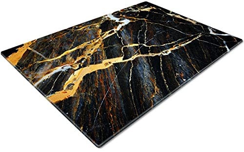 Glass Chopping Board | Kitchen Worktop Protector | Multifunctional Cutting Board | Work Top Savers | Kitchen Accessories | Extra Large | Marble Effect Black Gold