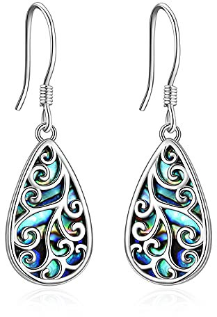 Ohrringe Vintage Hängend 925 Sterling Silber Filigrane Ohrringe Abalone Boho Schmuck Geschenke für Damen Mädchen