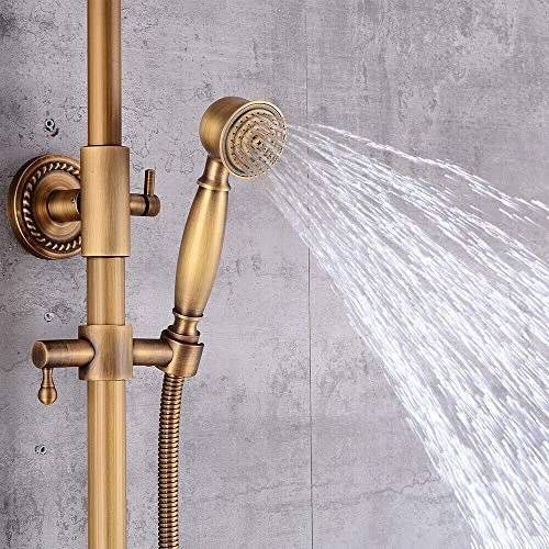 Retro Duschset Regendusche Duschsystem mit Handbrause Badewanne Auslauf Antik Messing Duschsystem für Badezimmer