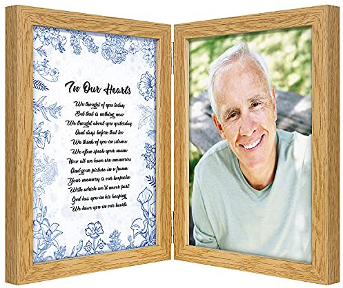 Bilderrahmen mit Gedicht für Trauer und Gedicht im Rahmen, 12,7 x 17,8 cm, mit doppeltem Scharnier, Holz, Andenken
