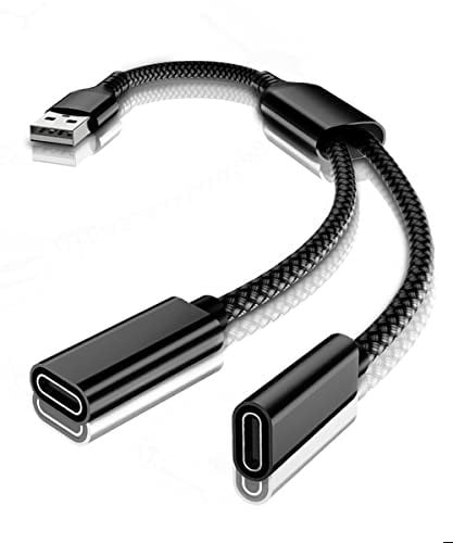 Elebase USB Male to Double USB C Female Adapter,Typ A Ladekabel Doppel Zwei Splitter für iPad der 9 10 Generation,Air 4 5,Mini 6. Generation,iPhone 15,Samsung Galaxy Note S22, S23,S24,Google Pixel XL