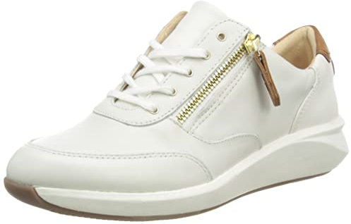 Clarks Un Rio Zip Leather, Zapatillas Mujer, White Leather, 35.5 EU