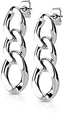 beyoutifulthings 1 Paar Damen Ohr-Stecker Ketten-Glieder Anhänger Ohr-ringe Ohr-hänger Ohringe Silber