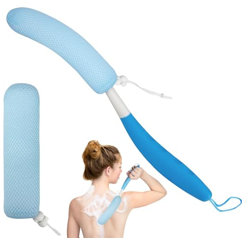 Back Scrubber for Shower with Anti-Slip Long Handle, Body Shower Brush | for Men Women Elderly, Mesh Sponge Bath Brush Body Scrubber for Exfoliating Skin and A Soft Scrub - Can Produce Rich Foam