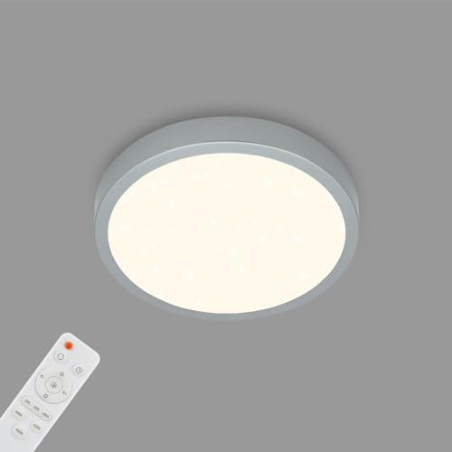 BRILONER - LED Deckenlampe mit Fernbedienung, Sternenhimmel, einstellbar von warmweiß bis kaltweiß, LED Lampe, Deckenleuchte, Wohnzimmerlampe, Schlafzimmerlampe, Küchenlampe, 28x4 cm, Silberfarbig
