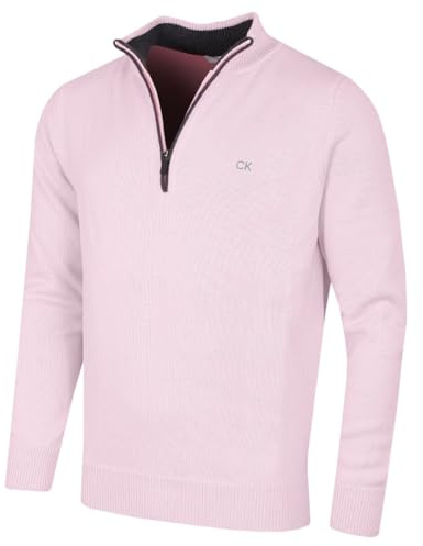 Calvin Klein Mens 1/2 Zip CK Golf Sweater - Pink - XXXXXL