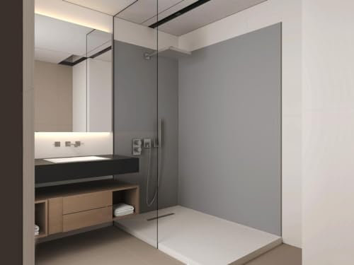 Vente-unique - Lot de 2 panneaux muraux de douche gris en aluminium avec profilés - L90 x L120 x H210 cm - ITZIAR