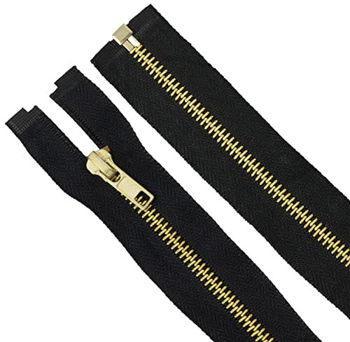 Aerzetix - C61518 - Set di 5 Cerniere separabili 80cm in Metallo - Cerniera Lampo - Colore Nero - cursore tiretto pelletteria Cucito Gonna Vestito Abito merceria Borsa Gilet