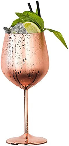 RAHYMA Verre à vin en acier inoxydable, verre à cocktail luxueux de 500 ml for mariage de fête de bar de cuisine, gobelet de restaurant en verre à vin en métal / 536 (Color : Rose Gold)