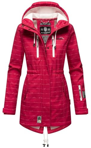 MARIKOO Damen Softshelljacke (XS-3XL) mit Kapuze - Wasserabweisend, Fleece innen, Tasche am Arm, Mantel, Warme Jacke Frauen B614 (S, Fuchsia-wL)