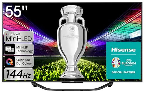 Hisense TV 55U7KQ - Mini-LED Smart TV de 55 Pulgadas Televisor, Quantum Dot Colour, Modo Juego de 144Hz, Full Array Local Dimming, Dolby Vision IQ & Dolby Atmos, VIDAA 7 OS