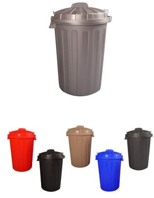 JARDIN202 - Cubo Basura Diseño Moderno de plástico con Tapadera | Cubo resistente almacenaje y reciclar | 100 litros (Plata)