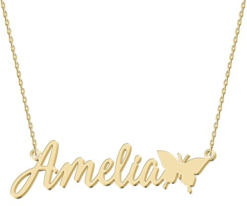 Collier avec prénom et Papillon Personnalisé,adeau Personnalisé pour Noël, Saint-Valentin, Anniversaire, Fête des Mères, Anniversaire de Mariage ! Parfait pour Épouse, Petite Amie, Sœur, Amie