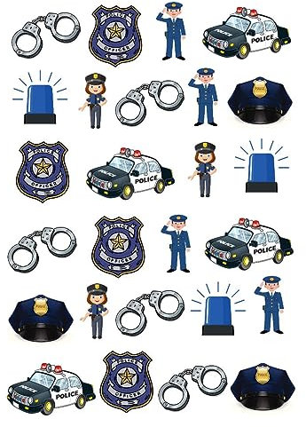 Police Edible Paper Cupcake Toppers Cake Decorations Rice Fairy Toppers Police Themed Party Birthday Celebration