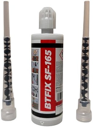 BTFIX SF-165 | 2K Injektionsmörtel | Verbundmörtel | Chemiedübel für Beton & Mauerwerk | 165 ml inkl. 2x Statikmischer | Schwerlastbefestigung | styrolfrei | Montagemörtel Ankerkleber (1x 165ml)
