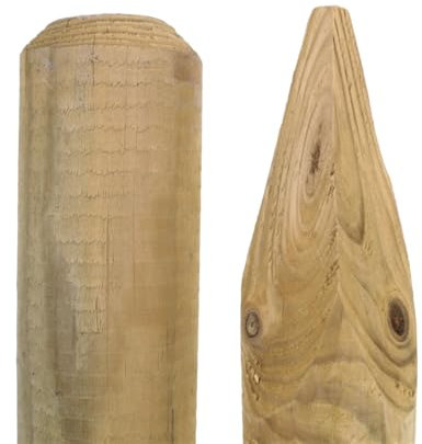 Gartenwelt Riegelsberger Pfahl Ø 4,6 cm Länge 150 cm 4 Stück Holzpfahl Kiefer imprägniert Kiefernholz Rankhilfe Rankstab Gartenpfahl Pflanzstab Blumenstab Tomatenstab gefräst gespitzt