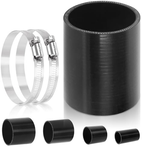 Glarks Raccord droit en silicone de 63 mm, longueur : 100 mm, haute performance renforcée en 4 couches, avec 2 pinces en T en acier inoxydable de 59-82 mm pour turbo, intercooler et intake