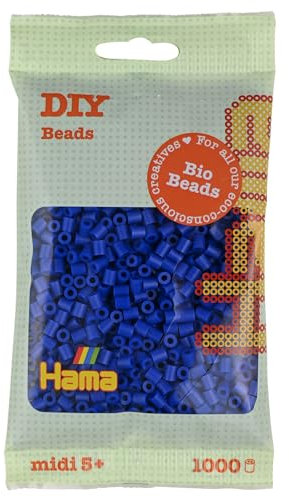 Hama Midi Bio Perlen Beutel | ca.1000 Fussperlchen | Mosaik Deko Kunst & Basteln für kreative Kinder ab 5 Jahren | blau