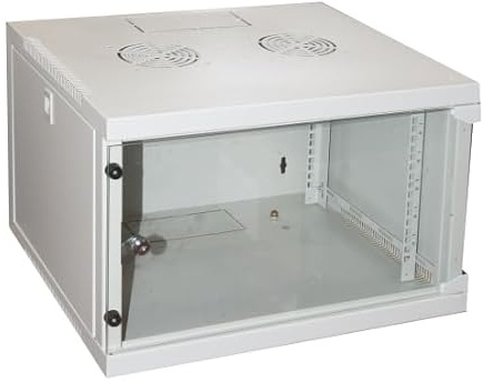 Connetto - Rack cabinet 19 6 units for wall networks (h)350 x (w)540 x (d) 450 mm grey glass door