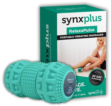 RelaxaPulse - Rodillo de masaje vibratorio para fascitis plantar, ciática y alivio del dolor, masajeador de tejido profundo para pies y cuerpo completo, portátil, recargable, ligero y 3 niveles de