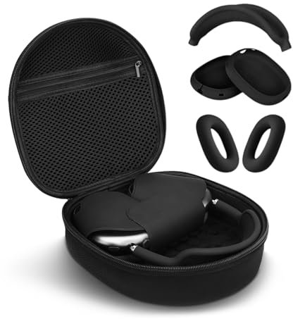 3 in 1 Hülle Cover Und Tragetasche für Apple Airpods Max Kopfhörer, Anti-Kratz-Ohrpolster/Ohrmuschel/Stirnband-Abdeckungs Case Zubehör für Apple Airpod Max (schwarz)