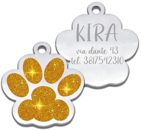FRAMEG - Placa personalizada con grabado láser para perro y gato - un accesorio único para tu amigo de cuatro patas - Placa para perros y gatos personalizada con texto (naranja)