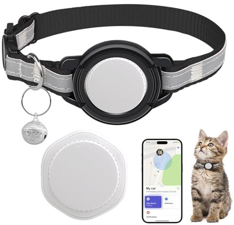 JIARUI Cat Tracker - GPS - Tracker für Katzen - Keine monatliche Gebühr - Funktioniert mit Apple Find My (nur iOS) - GPS -Ortungsgerät mit abbrechbarem Halsband für Katzen (1 Pack) A