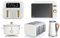 Swan Nordic White 1.7L Kettle, 4 Slice Toaster, 8L Dual Basket Air Fryer, 800W 20L Microwave & 3.5L Slow Cooker Set. Scandinavian Minimalist Kitchen Design Set in White with Wood Effect Accents