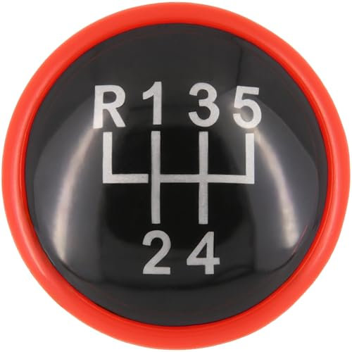 Recambo Schaltknauf Kappe Emblem Abdeckung 5 Gang passend für VW Polo, Typ 6N, 1994-2001, Plug & Play, schwarz - rot