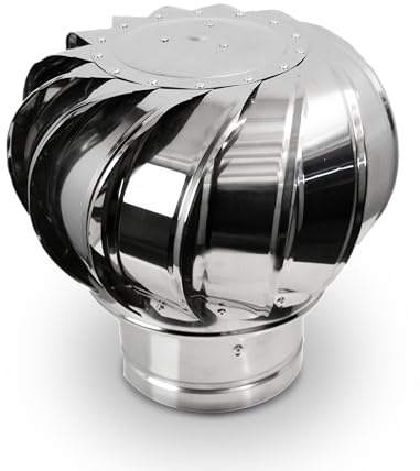 Oskar Drehbare Kaminhaube, Kamin Aufsatz Edelstahl, Wind- und Wetterabweisend (180mm)