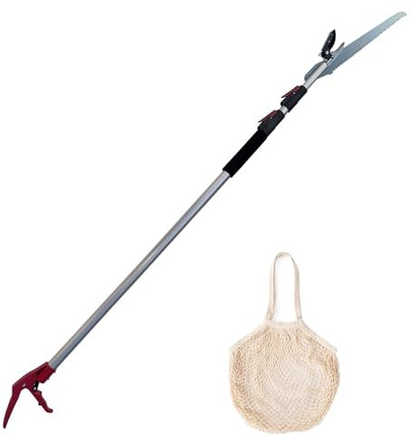 SYFRLLC 4.6-10 Ft Tree Trimmers Long Handle Pruner with Long Reach Pole Saw, Extendable Tree Pruner Cut and Hold Pruning Trimmer,Telescoping Fruit Picker Pole Tools for Gardening with a Fruit Mesh Bag