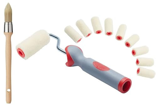 Kit de peinture pour panneau de porte avec 10 rouleaux en microfibre brillant et cadre de poignée