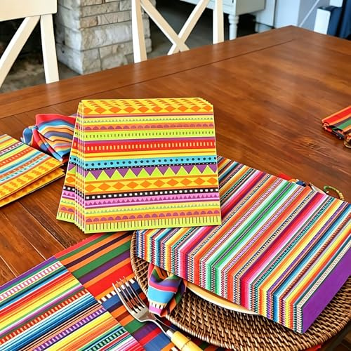 JeVenis 40PCS Mexican Fiesta Paper Napkins Disposable Cinco De Mayo Guest Napkins Decorative Dinner Napkins for Wedding Birthday Mexico Taco Party Supplies