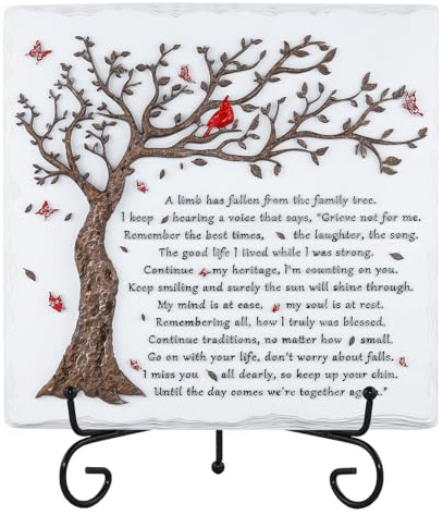 3D Sympathy Plaque Memorial Remembrance Condolence Bereavement Grief Gifts | A Limb Has Fallen from The Family Tree-Relief Sculpture In loving memory for Loss of Loved One Plaque-Family Tree Wall Decor