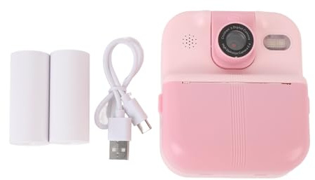 Kamera Instant Druck 48MP Foto 1080p Video 2.4 im IPS -Bildschirm Tragbare Kamera 1200MAH Batterie Support Musikspiele mit 180 Grad rotierender Linse (Rosa)