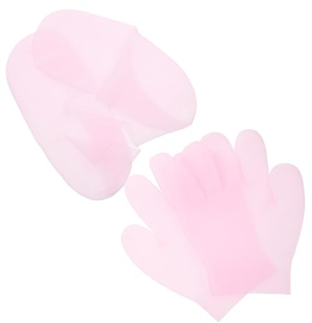 BATHVEVE 2 et Chaussettes Hydratants Spa Ensemble de Gel avec Huile Essentielle pour Soin Peau des Mains Antidérapants Rose