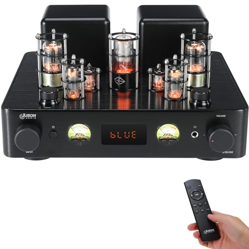 Juson Audio JTA100 2025 Version 200W Vacuum Tube Amplifier Integrated Hybrid with BT 5.0 Optical AUX RCA Phono Input and Headphone Output 2.1CH Class AB HiFi Home Audio for Turntable