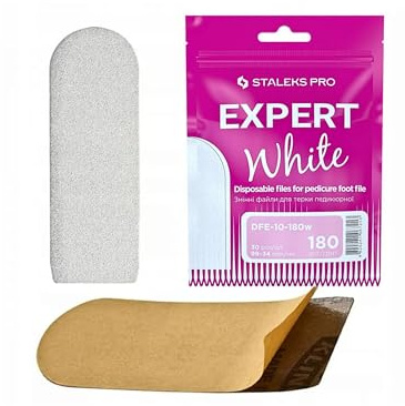 STALEKS PRO 30 uds Recambio de limas de pies blancas desechables para base rascador de pies. Pedicura rallador. Expert White 10 (Grano #180)