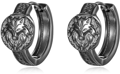 DAYLINLOVE Wolf Ohrringe 925 Sterling Silber Wolf Keltischer Knoten Ring Ohrringe Norse Pagan Rune Schmuck Geschenke für Männer Frauen