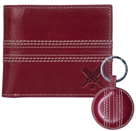 Mala Leather Cricket Gift Set – Created by Love EMVY – Soft Leather RFID Wallet & Hand-Stitched Cricket Ball Keyring – Gift-Ready with Label