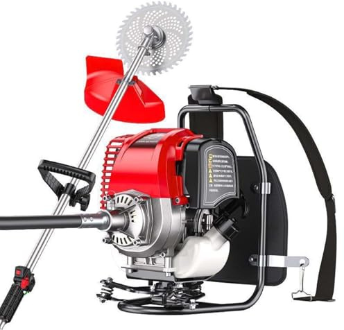 Tagliaerba A Zaino A Benzina 4 Tempi 1.4HP Con Funzioni Decespugliatore E Motozappa, 35.8CC 1000W Attrezzo Multiuso Per Diserbo Zappatura Raccolta Pulizia Scavo Fossi Terreni
