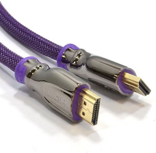 kenable PRO Braided HDMI 2.0a Cable 4K Ultra HD 2160p 18Gbps ARC Ethernet Gold Plated Metal Ends Purple 1.8m